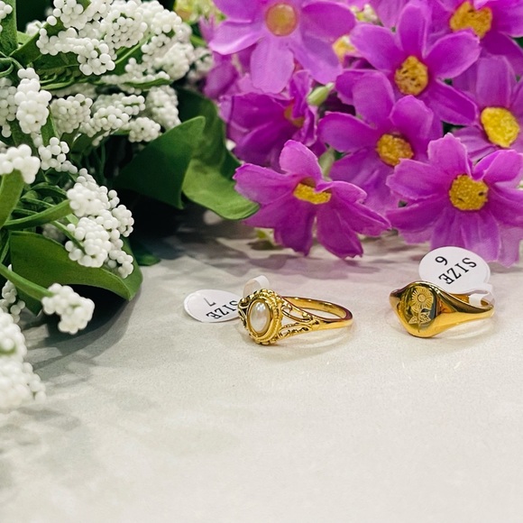 Waterproof 18k gold plated vintage cocktail ring - Picture 3 of 5